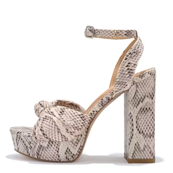 HEELED PYTHON PLATFORM Twist knot SANDAL size 8.5 - Picture 4 of 6